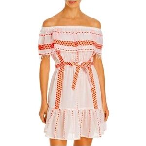 LEMLEM Womens Coral Belted Jemari Off Shoulder Dress - size small